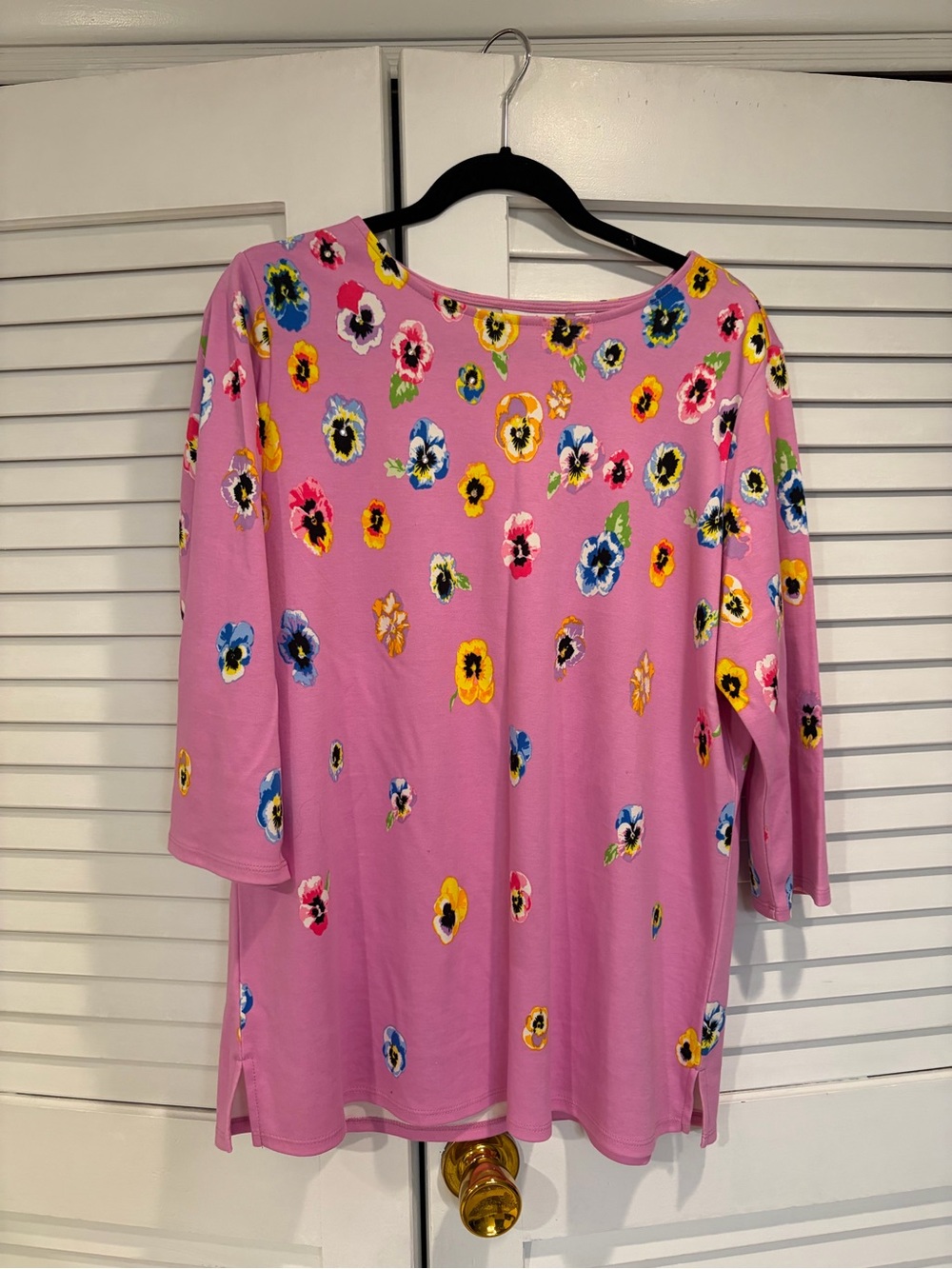 Quacker Factory Pink Diana’s Floral 3/4 Sleeve Size Large